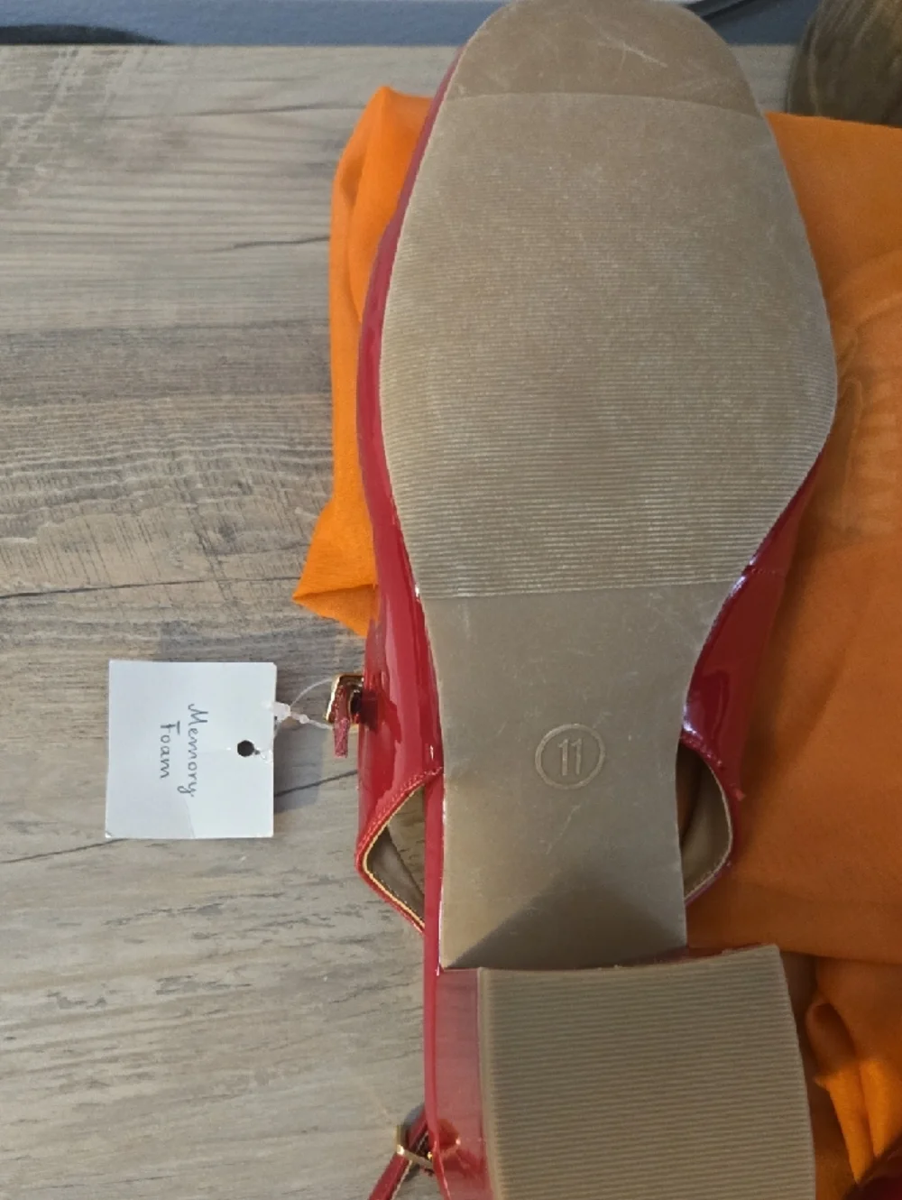 a new day Red Patent Slingback Block Heels with Gold Buckle - Picture 4 of 4